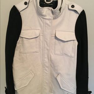 Maison Scotch cream and black wool coat Size 2